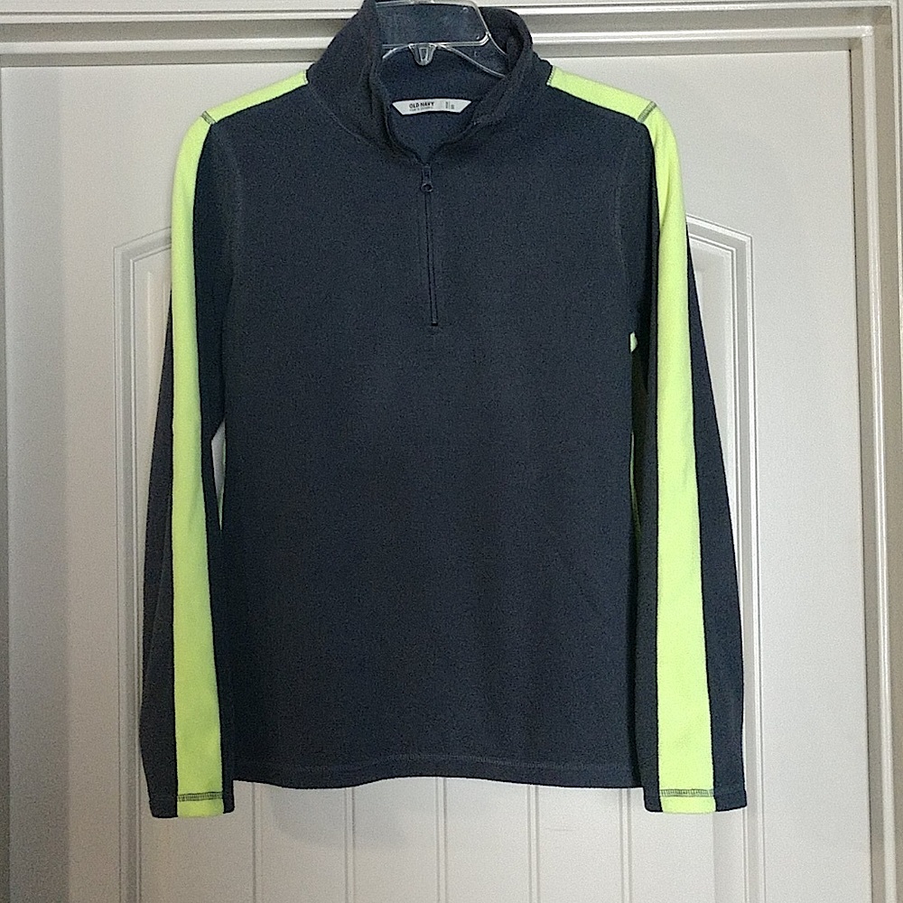 Fleece Pullover. Size small. Old Navy mock turtleneck gray and green. - Picture 2 of 7
